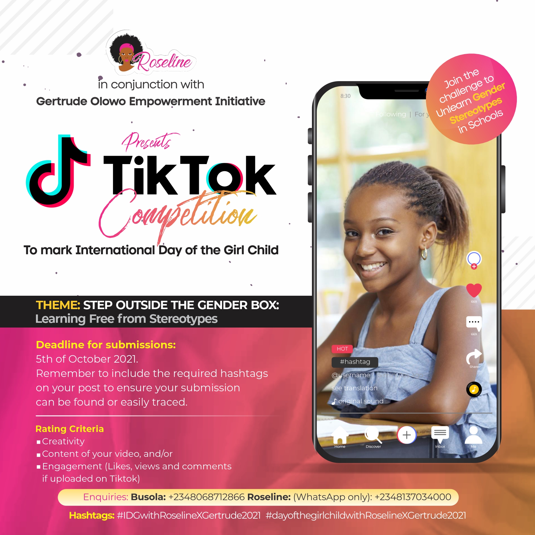 International Day of the Girl Child 2021 – TikTok Competition!