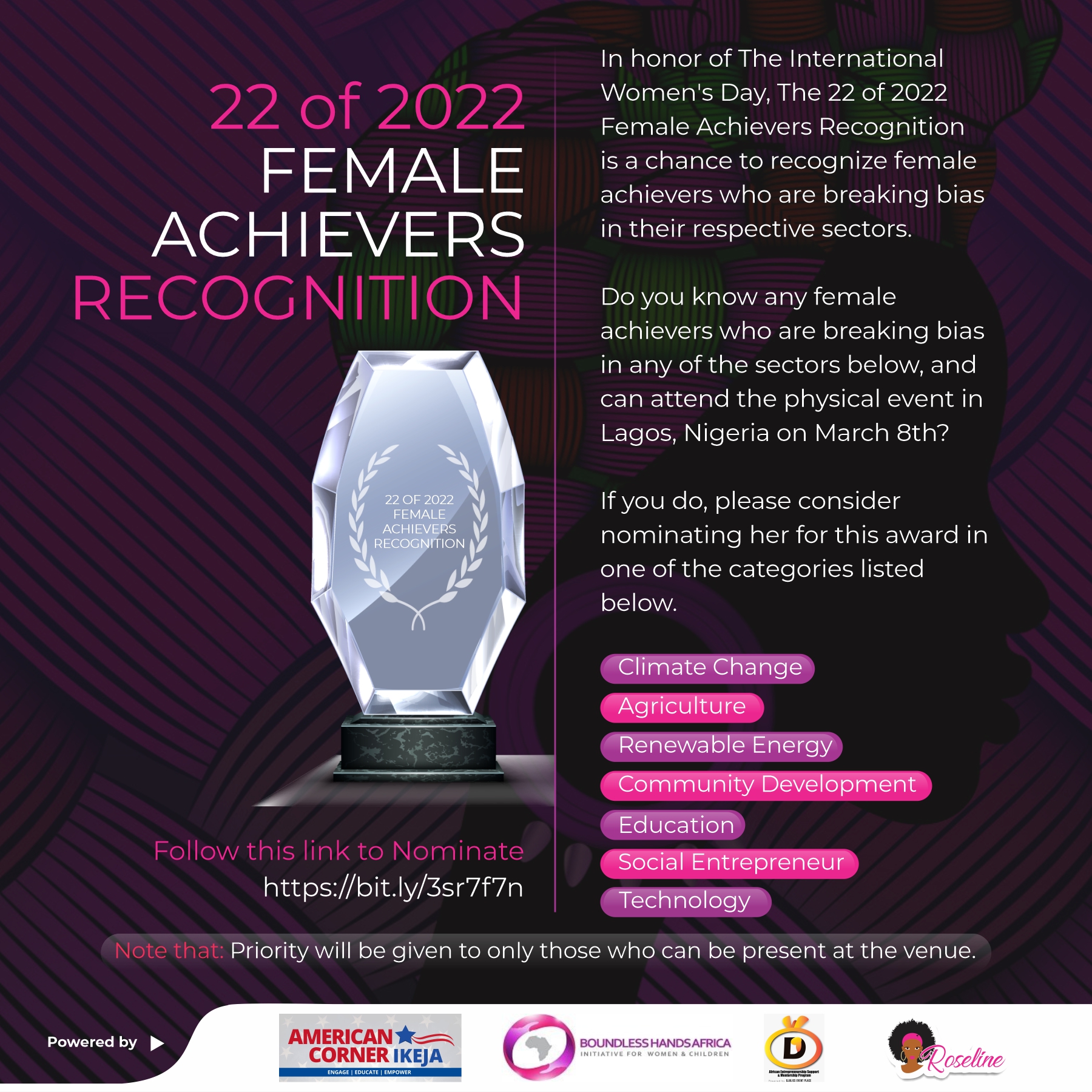 The 22 of 2022 Female Achievers Recognition – International Women’s Day 2022